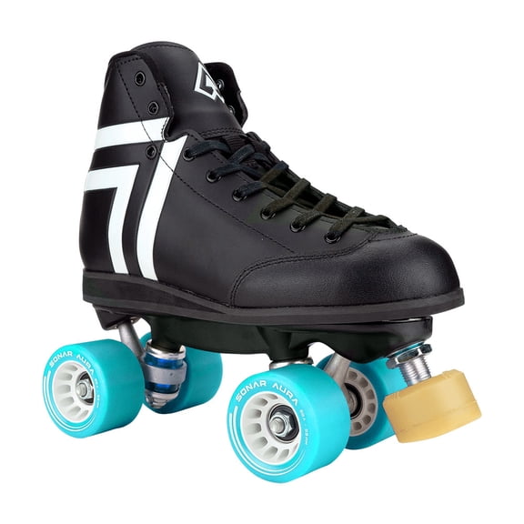 Riedell Quad Roller Skates - Antik Skyhawk Indoor Skate Set (Size 8, Black, Wheels Blue (92A))