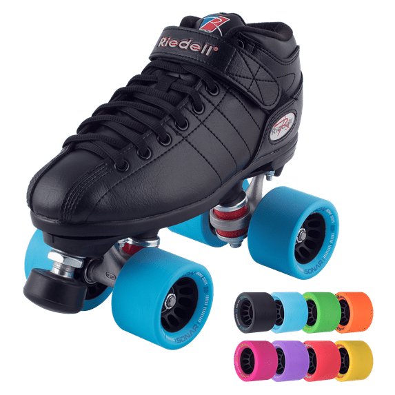 Riedell R3 Unisex Adult Quad Roller Skates with Sonar Demon Wheels, Black, Size 8