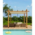 thumbnail image 1 of Riedhoff 10 x 10 Ft Wood-Grain Aluminum Outdoor Pergola with Retractable Canopy Sun Shade,Beige, 1 of 7