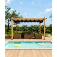 thumbnail image 1 of Riedhoff 10 x 13 Ft Wood-Grain Aluminum Outdoor Pergola with Retractable Canopy Sun Shade,Gray, 1 of 7