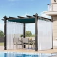 thumbnail image 1 of Goldensoil 10x10 Ft Retractable Outdoor Wood-Grain Aluminum Pergola with Canopy and Side Mesh,Blue, 1 of 7