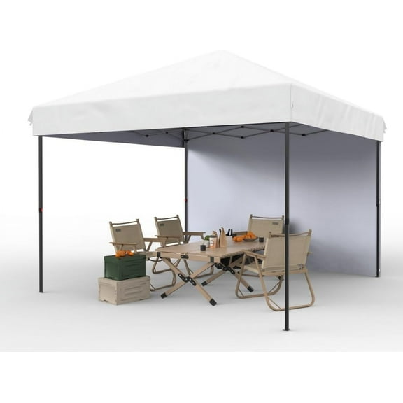 Riedhoff 10x10 ft Pop up Canopy Tent with 1Pcs Sidewalls 4 Sandbags for Patio,Outdoor,White