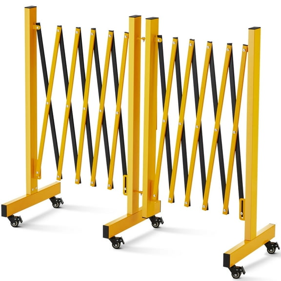 Riedhoff 11ft Expandable Barricade Gate Metal with 6 Wheels, Folding Portable Security Barrier