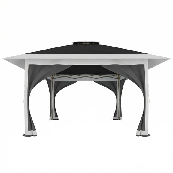 Riedhoff 12 x 12' Pop up Gazebo, Canopy Shelter with Mesh Netting, 4 Stanbags, Gray