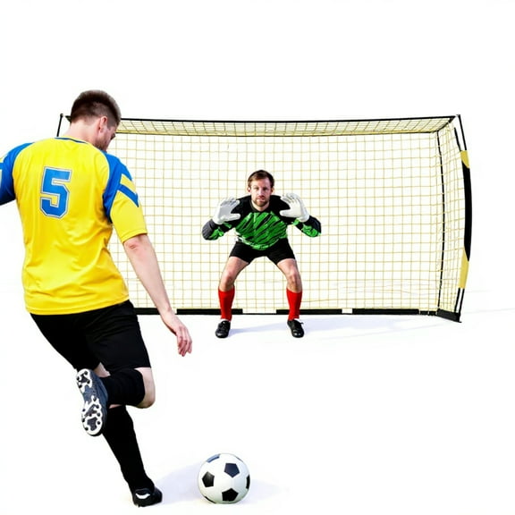 Riedhoff 12 x 6 ft Backyard Soccer Goal with Carry Bag, Metal Base, U-Ground Stakes