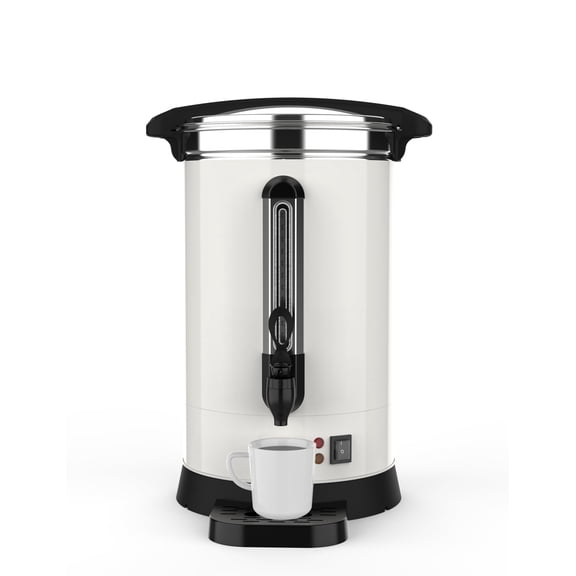 Goldensoil 3.2 Gallon Double Wall Commerical Coffee Maker,Stainless Steel Hot Water Urn,White