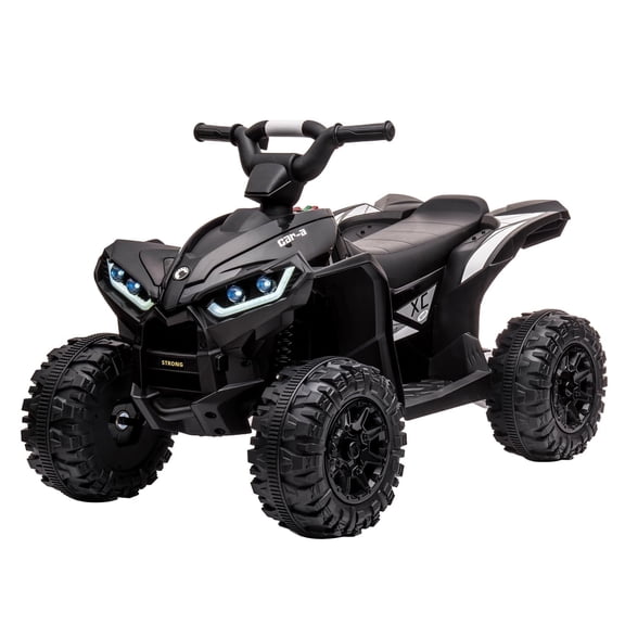 Goldensoil 12V Kids Ride-on Atv, Battery-Powered, LED Lights,High/Low Speed,USB,Treaded Tires,Black
