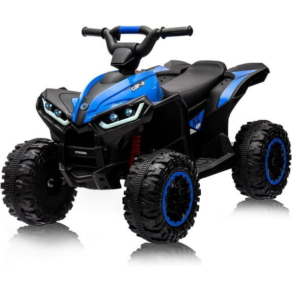 Riedhoff 12V Kids Ride-On ATV, Battery-Powered, LED Lights,High/Low Speed,USB,Treaded Tires,Blue