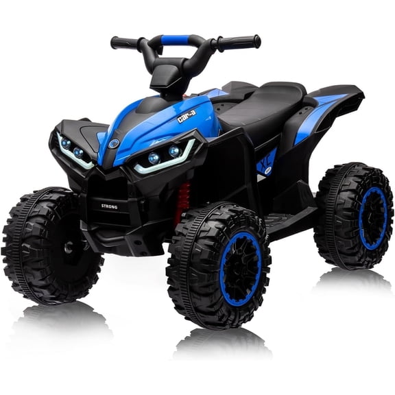Riedhoff 12V Kids Ride-On ATV, Battery-Powered, LED Lights,High/Low Speed,USB,Treaded Tires,Blue