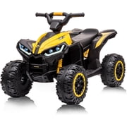 Goldensoil 12V Kids Ride-on Atv, Battery-Powered, LED Lights,High/Low Speed,USB,Treaded Tires,Yellow
