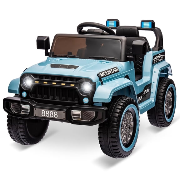 Goldensoil 12V Kids Ride-on Truck with Remote, Spring Suspension, 3 Speeds,LED Lights & Music - Blue