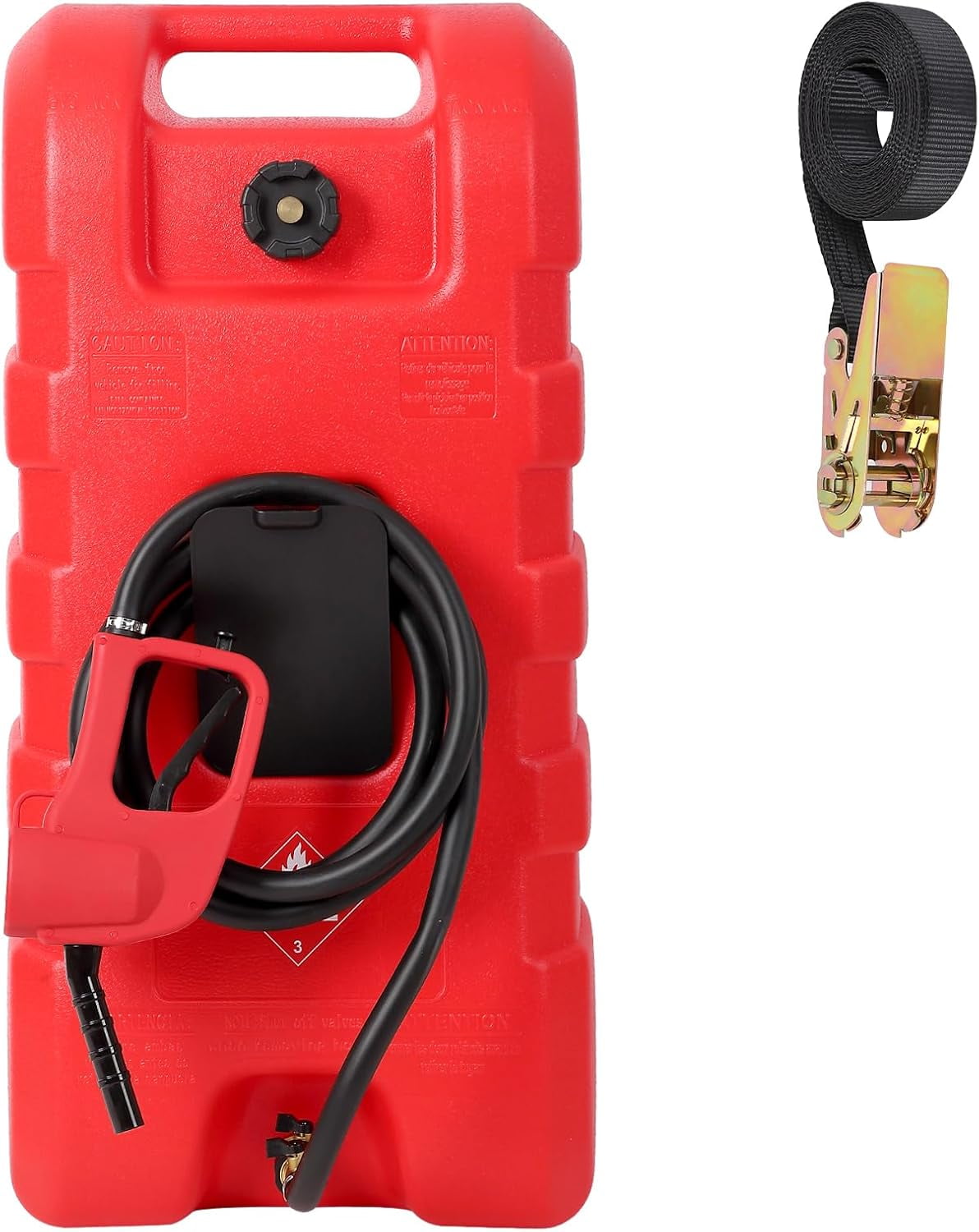 Riedhoff 15.06 Gallon Portable Gas Can, Fluid Transfer Siphon Pump & 10' Delivery Hose, Red