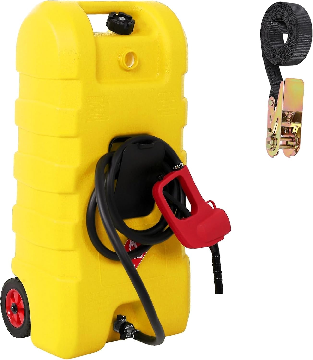 Riedhoff 15.06 Gallon Portable Gas Can, Fluid Transfer Siphon Pump & 10' Delivery Hose, Yellow