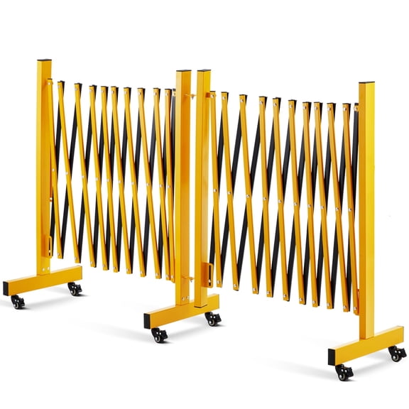 Goldensoil 16ft Expandable Barricade Gate Metal with 6 Wheels, Folding Portable Security Barrier