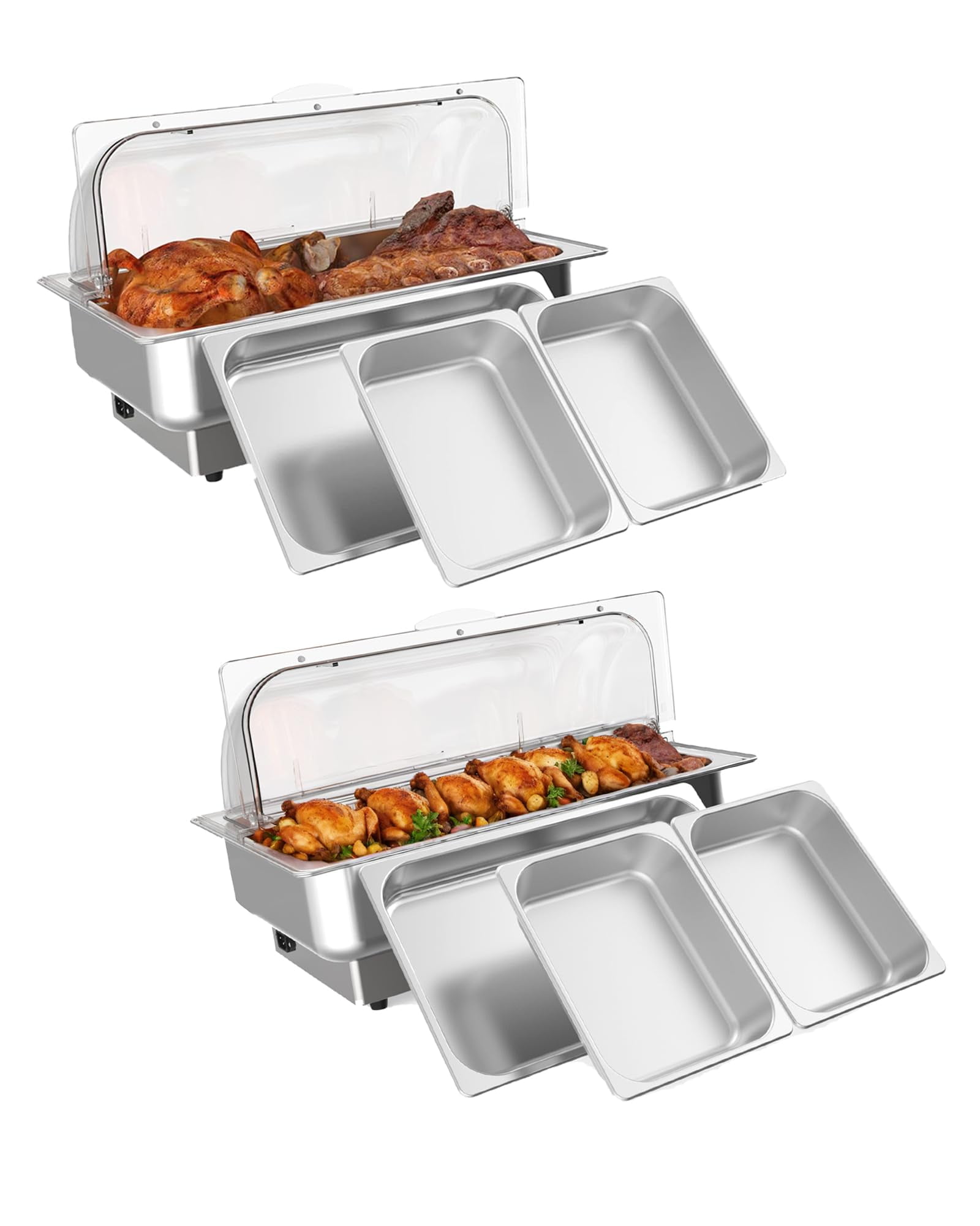 Riedhoff 2 Pack Electric Chafing Dishes Buffet Set,with Cover and 1 ...