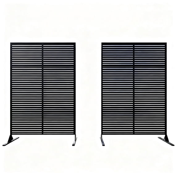 Riedhoff 2 Pack Metal Outdoor Panel Privacy Screen with Stand 70.9" x 46.06" x 15.74", Black