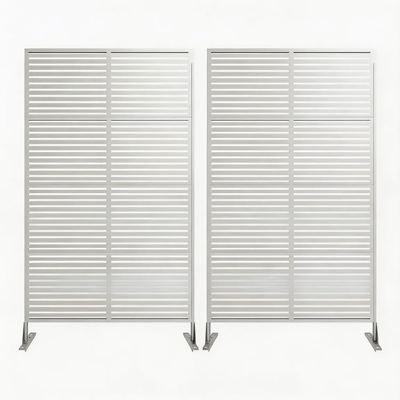 Riedhoff 2  Pack Metal Outdoor Panel Privacy Screen with Stand 70.9" x 46.06" x 15.74", White