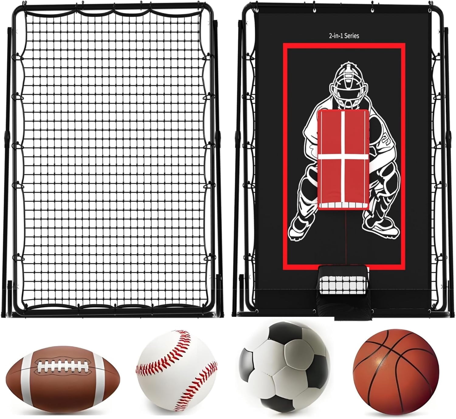 Riedhoff 2-in-1 Baseball Pitching Target and Rebound Net, 5 x 3.7 ft, Multi-color
