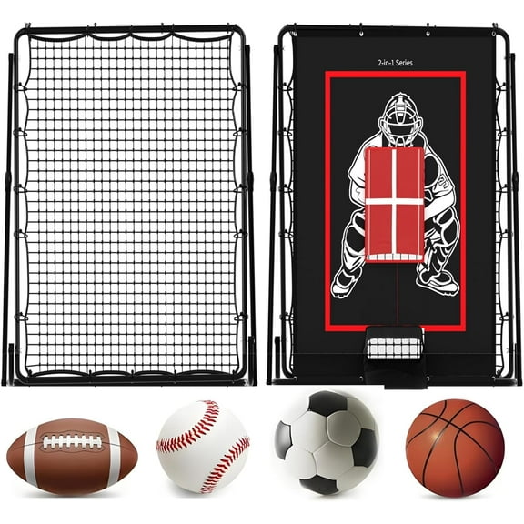 Riedhoff 2-in-1 Baseball Pitching Target and Rebound Net, 5 x 3.7 ft, Multi-color