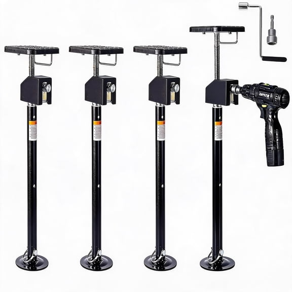 Riedhoff 20" to 49" Steel RV Stabilizers, Adjustable Height, Flat Top Support Block, 4 Pack