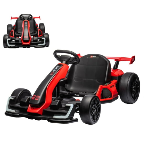 Riedhoff 24V 300W Electric Go Kart for Kids,Drift/Sport Modes, Adjustable,EVA Tires,Outdoor Toy,Red