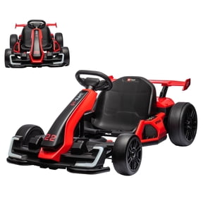 Goldensoil 24V 300W Electric Go Kart for Kids,Drift/Sport Modes, Adjustable,EVA Tires,Outdoor Toy,Red