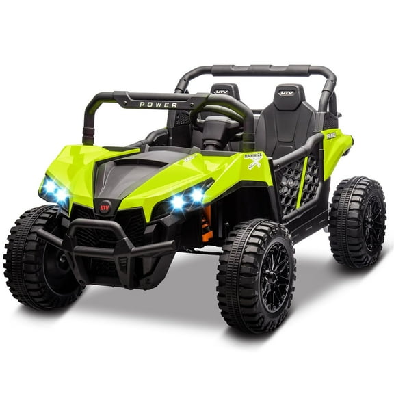 Riedhoff 24V Kids' Electric UTV Truck, 2-Seater with Remote, 3.1 MPH, LED Lights, Safety Belt,Green