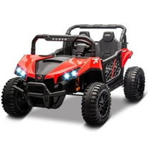 Riedhoff 24V Kids' Electric UTV Truck, 2-Seater with Remote, 3.1 MPH, LED Lights, Safety Belt,Red