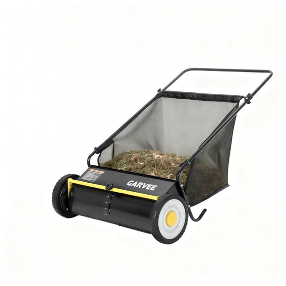 Riedhoff 26" Push Lawn Sweeper,4 Spinning Brushes, 7 Cu. Ft Capacity Collection Bag, Light Yellow & Black