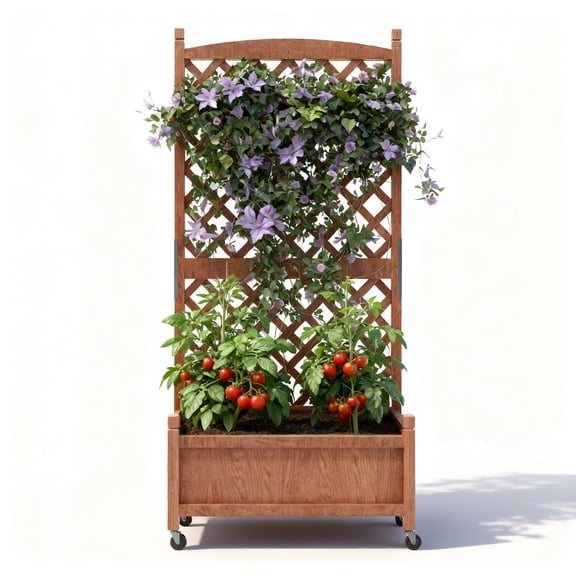 Riedhoff 29.5x26x61.5 Inch Raised Garden Bed with Trellis,Standing Vertical Horticulture Planter Box