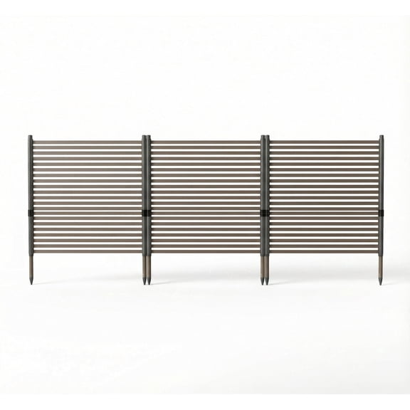 Riedhoff 3 Panel no-dig Privacy Screen, Metal Fence Screen 106 x 48 x 1.18", Light Brown