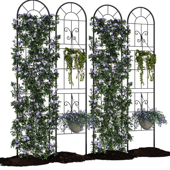 Goldensoil 4-Pack Iron Garden Trellis - 55"x11.8" Climbing Plants Trellis Fence for Outdoor Decor