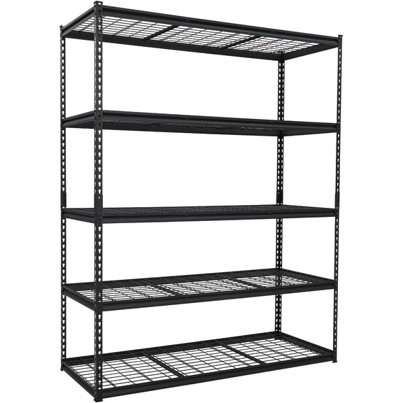 Riedhoff 5-Tier Garage Shelving Unit 60" x 24" x 77", Adjustable Height, Black