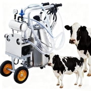 Riedhoff 550 watt Electric Cow Milking Machine, 50 KPA 1680 RPM, 6.6 Gallon Stainless Steel Bucket, Silver