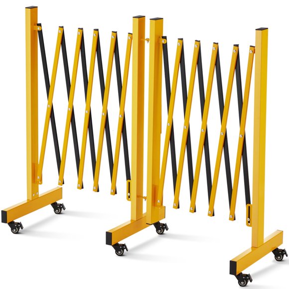 Goldensoil 9 ft Expandable Barricade Gate Metal with 6 Wheels, Folding Portable Security Barrier