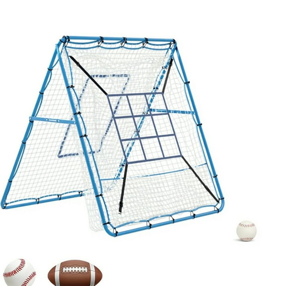 Riedhoff Baseball Pitching Rebounder Net, 5 x 4 ft, 9 Hole Batting Target, Adjustable Angle, Blue