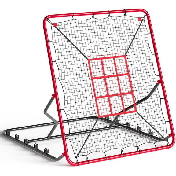 Riedhoff Baseball Rebounder Net 4 x 4.5 ft, Heavy Duty Bounce Back Net, 5 Adjustable Angles, Red