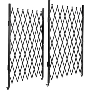 Riedhoff Security Fence Gate 61" x 122", Double Foldable, 360° Rolling Safety Barrier, Black