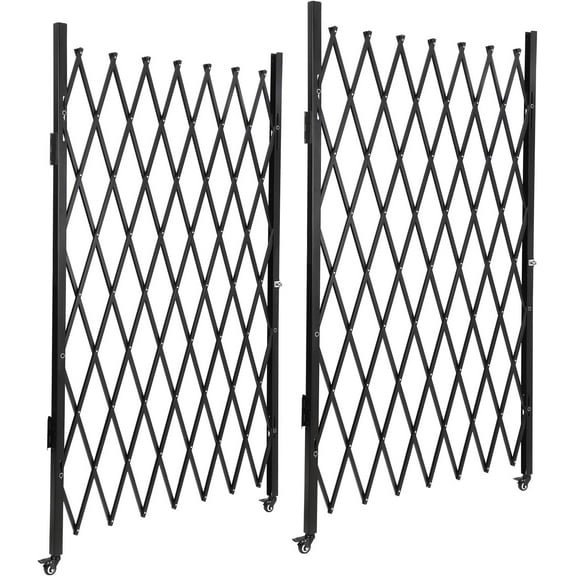 Riedhoff Double Foldable Security Gate 61" x 122", 360° Rolling Safety Barrier, Black