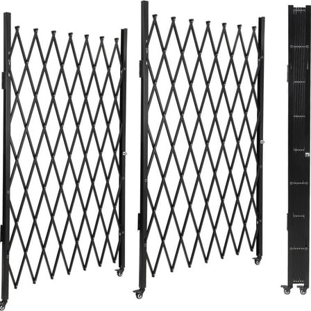 Riedhoff Security Fence Gate 85" x 150", Double Foldable, 360°Rolling Safety Barrier, Black