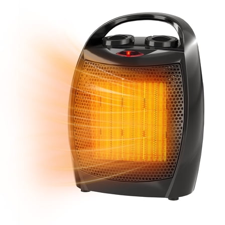 Riedhoff Electric Space Heater 1500W/750W, 2-in-1 Fast Heating Ceramic Desk Heater & Fan, Black