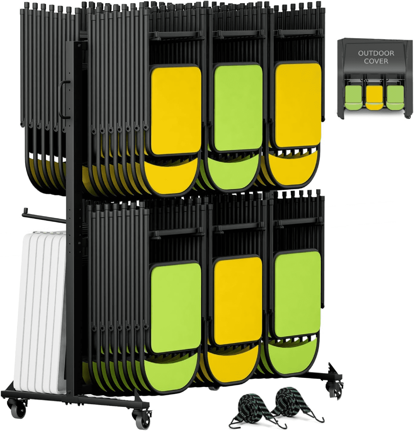 Riedhoff Folding Chair Rack, Chair Cart with Wheels, Holder for 84 ...