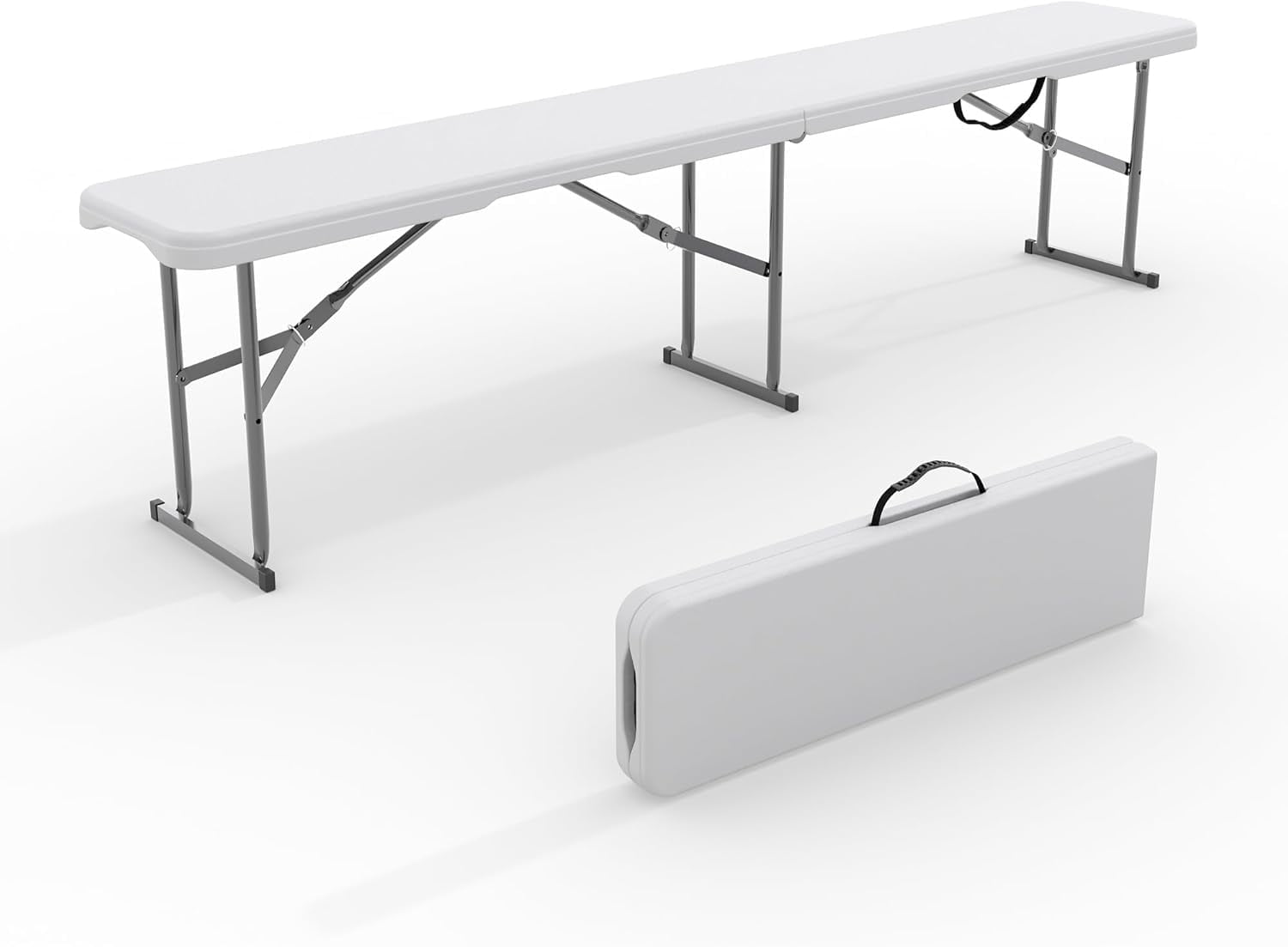 Riedhoff Folding Outdoor Bench, 6'x 0.91', with Carrying Handle, White ...