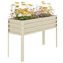 Riedhoff Galvanized Raised Garden Bed with Legs & Watering Reservoir, for Vegetables/Herbs, Beige