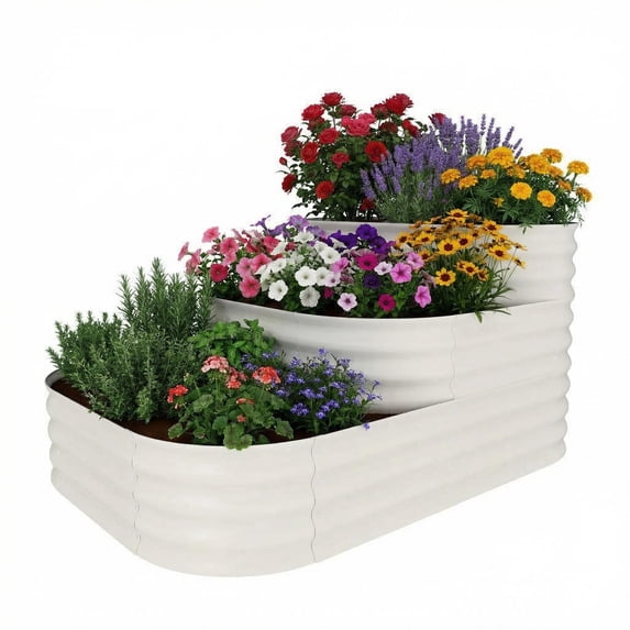 Goldensoil Galvanized Tiered Raised Garden Bed Kit, 3-in-1 Assembly Modular, 42.1 x 60.6 x 30.7 in
