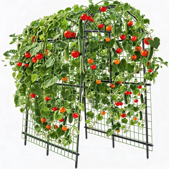 Riedhoff Garden Arch Trellis for Climbing Plants, 6 x 3.77 x 7.54' , 7 Horizontal Pipes, with Net