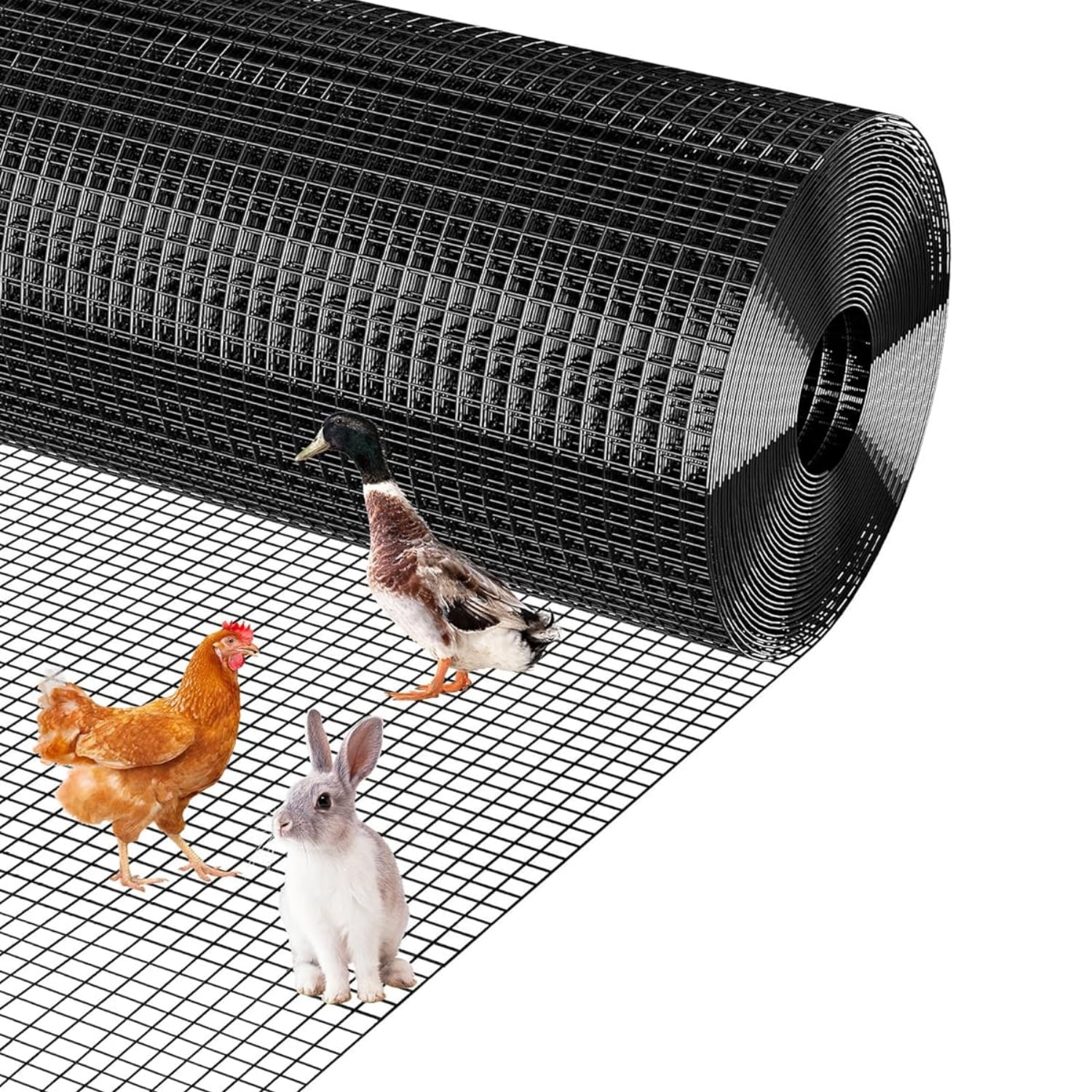 Riedhoff Hardware Cloth Fences, 19 Gauge, 1/2" Square Mesh Roll, 48" x 50', Black