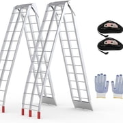 Riedhoff Lightweight Folding Loading Ramps with Load Straps, 89" x 12", Silver