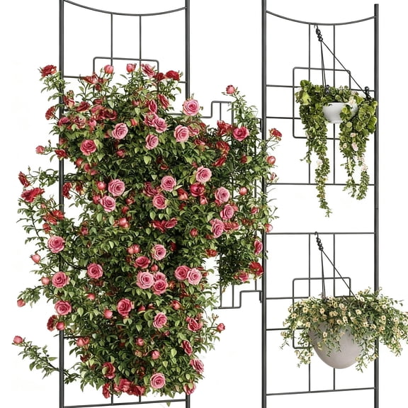 Riedhoff Metal Garden Trellis, Privacy Screen 50.76" x 66.9 x 0.47", 1 Count, Black