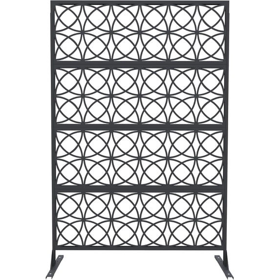 Riedhoff Metal Privacy Screen Panel, 46 x 70.9" Outdoor Decorative Fence, Circle Style, Black